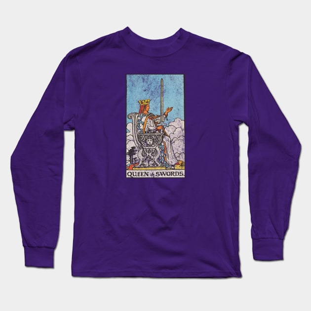 The Queen of swords tarot card (distressed) Long Sleeve T-Shirt by Nate's World of Tees